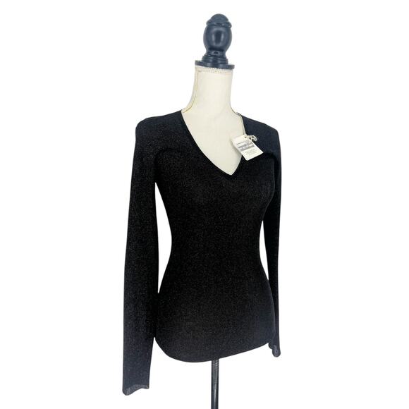 Brunello Cucinelli Metallic V-Neck Long Sleeve Top - Picture 7 of 12